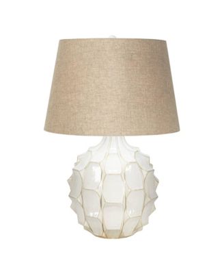 Cosgrove Modern Mid Century Table Lamp 26 1/2" High Glazed Ceramic with Table Top Dimmer Linen Drum for Bedroom