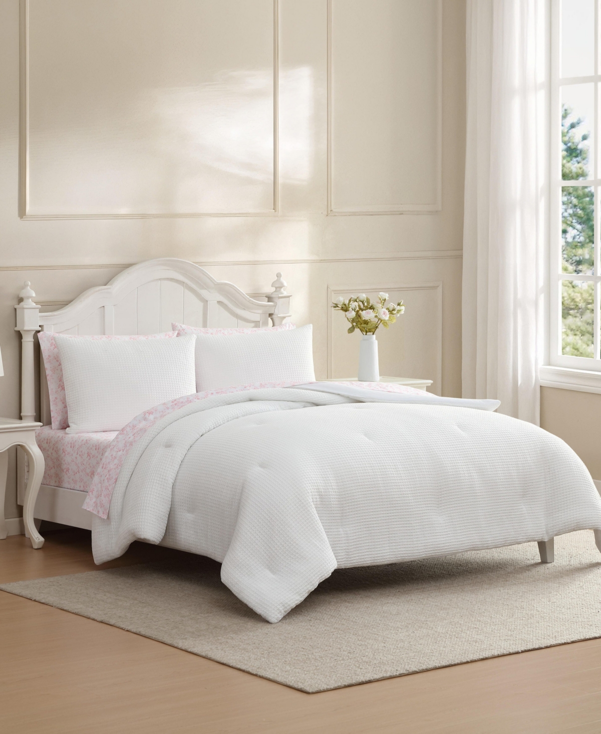 Laura Ashley Waffle Solid -Pc. Comforter Set
