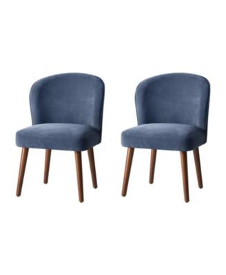 Davia Mid-Century Modern Upholstered Dining Chair with Solid Wood Leg