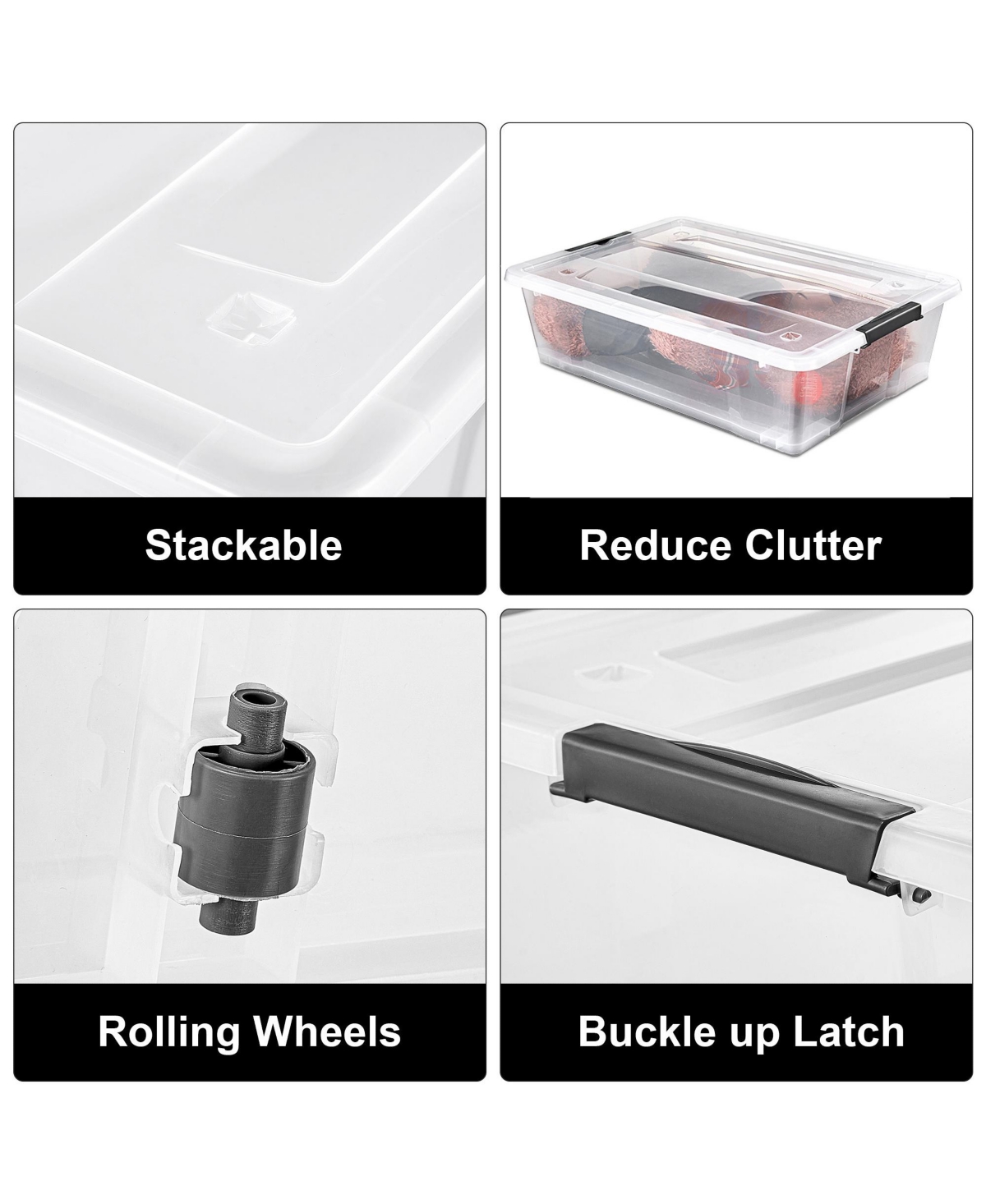 Sorbus Clear Plastic 40qt Underbed Storage Containers with Wheels