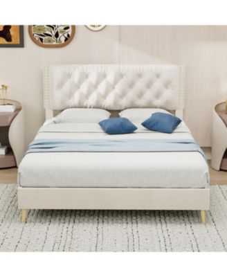 Bed Frame, with Suede Upholstered Headboard, Under Bed Storage, Wood Slats Support, No Box Spring Needed, Easy Assembly