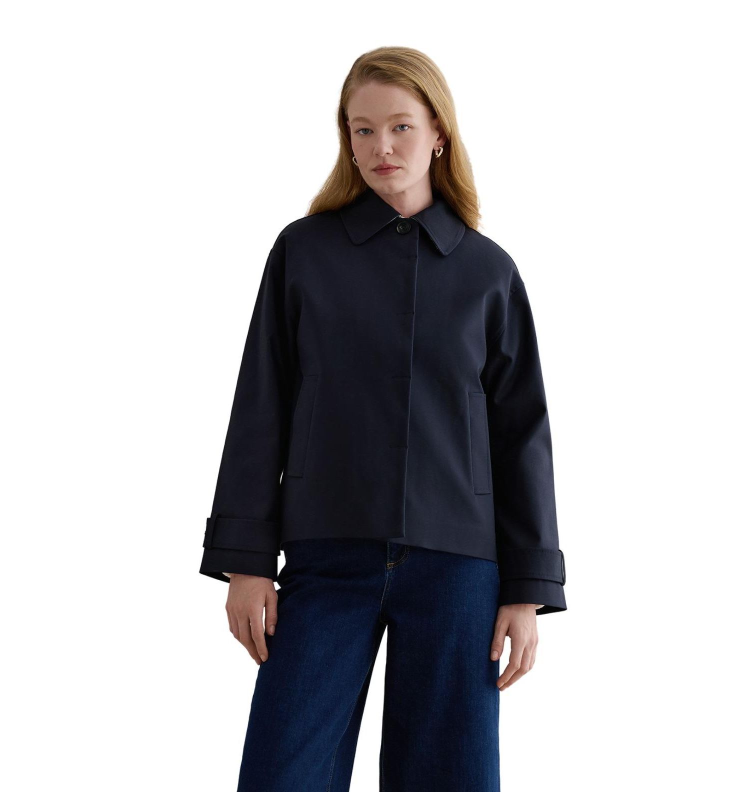 Women's Frida Collared Cropped Trench Coat