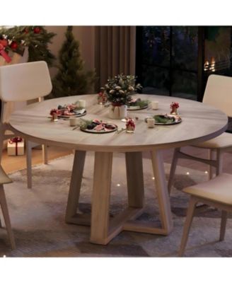 Dining Table for 4-6, 47 Inch Round Dining Table, Farmhouse Circle Kitchen Table for Dining Room, Kitchen, Living Room, Modern