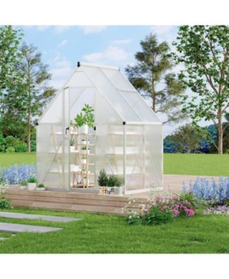 6'X4' Aluminum-Framed Polycarbonate Greenhouse, Heavy Duty Polycarbonate Greenhouse with Quick Setup Structure and Roof Vent