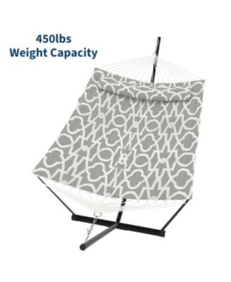 Portable Double Hammock with Stand for Outdoor Patio, Garden, Beach, Backyard, Max 450 Lbs Capacity