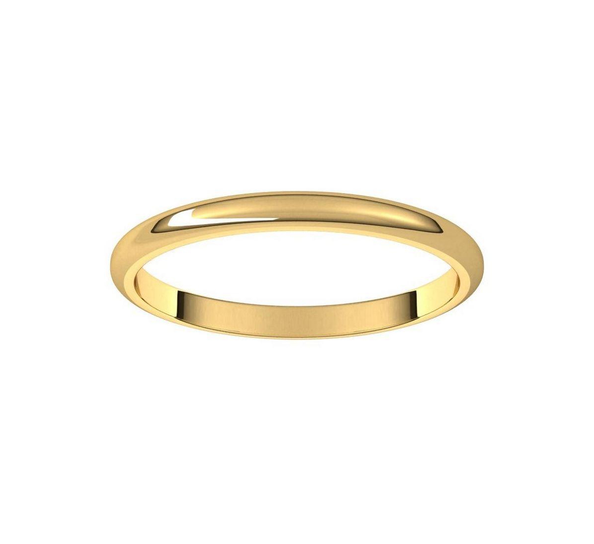 Curata Jewelry Solid 18k Gold 2mm Half Round Wedding Band Ring
