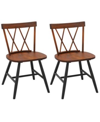 Set of 2 Farmhouse Dining Chairs with Solid Rubber Wood Frame for Kitchen and Dining Room