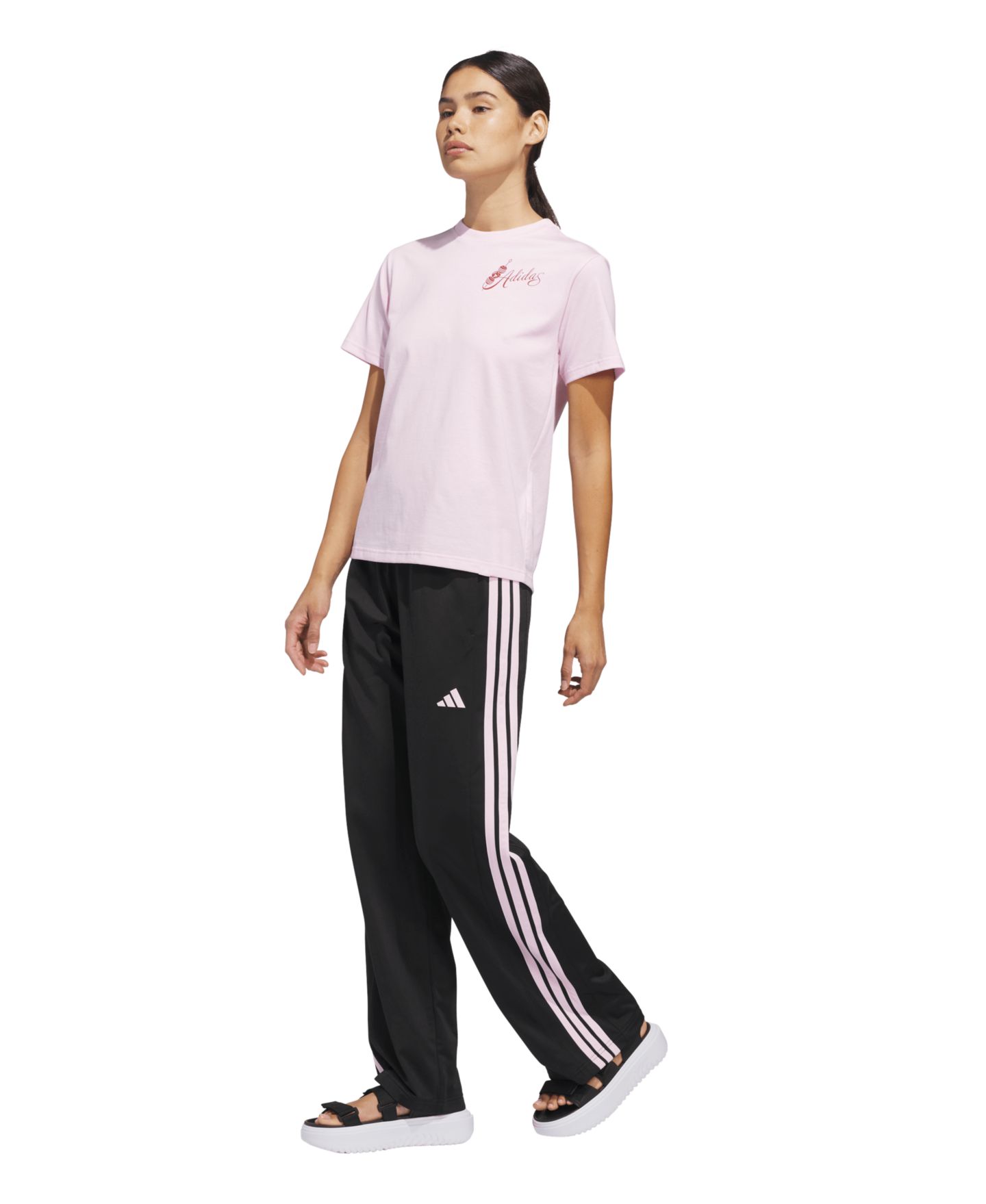 Женская футболка adidas Crewneck Cotton, цвет: Розовый — фото 2