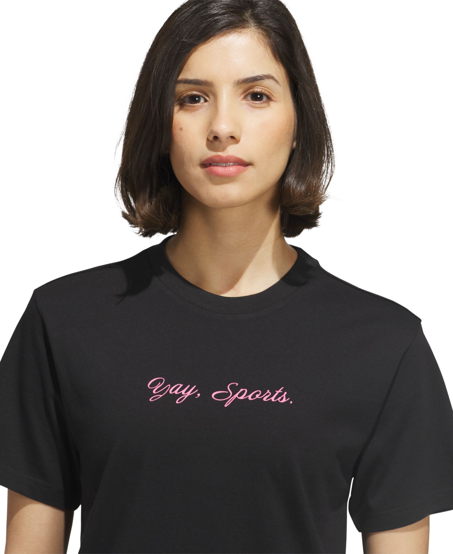 Женская футболка adidas Sports Graphic Crewneck Cotton, цвет: Чёрный — фото 3