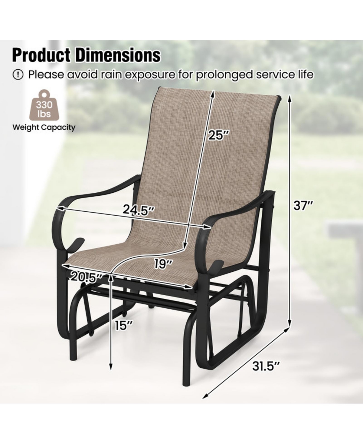 Gouun Mesh Glider Chair Set of 2 with Metal Frame
