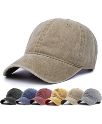 Washed Distressed Twill Cotton Baseball Cap - Vintage Adjustable Dad Hat for Men Women