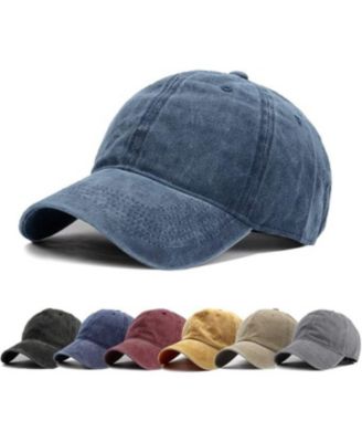 Washed Distressed Twill Cotton Baseball Cap - Vintage Adjustable Dad Hat for Men Women