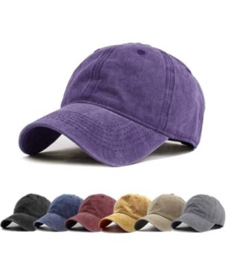 Washed Distressed Twill Cotton Baseball Cap - Vintage Adjustable Dad Hat for Men Women