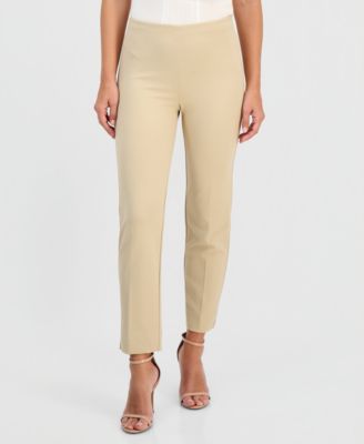 Women's Stretch Crepe Pull-On Hollywood Waist Straight Ankle Pants, Regular & Petite