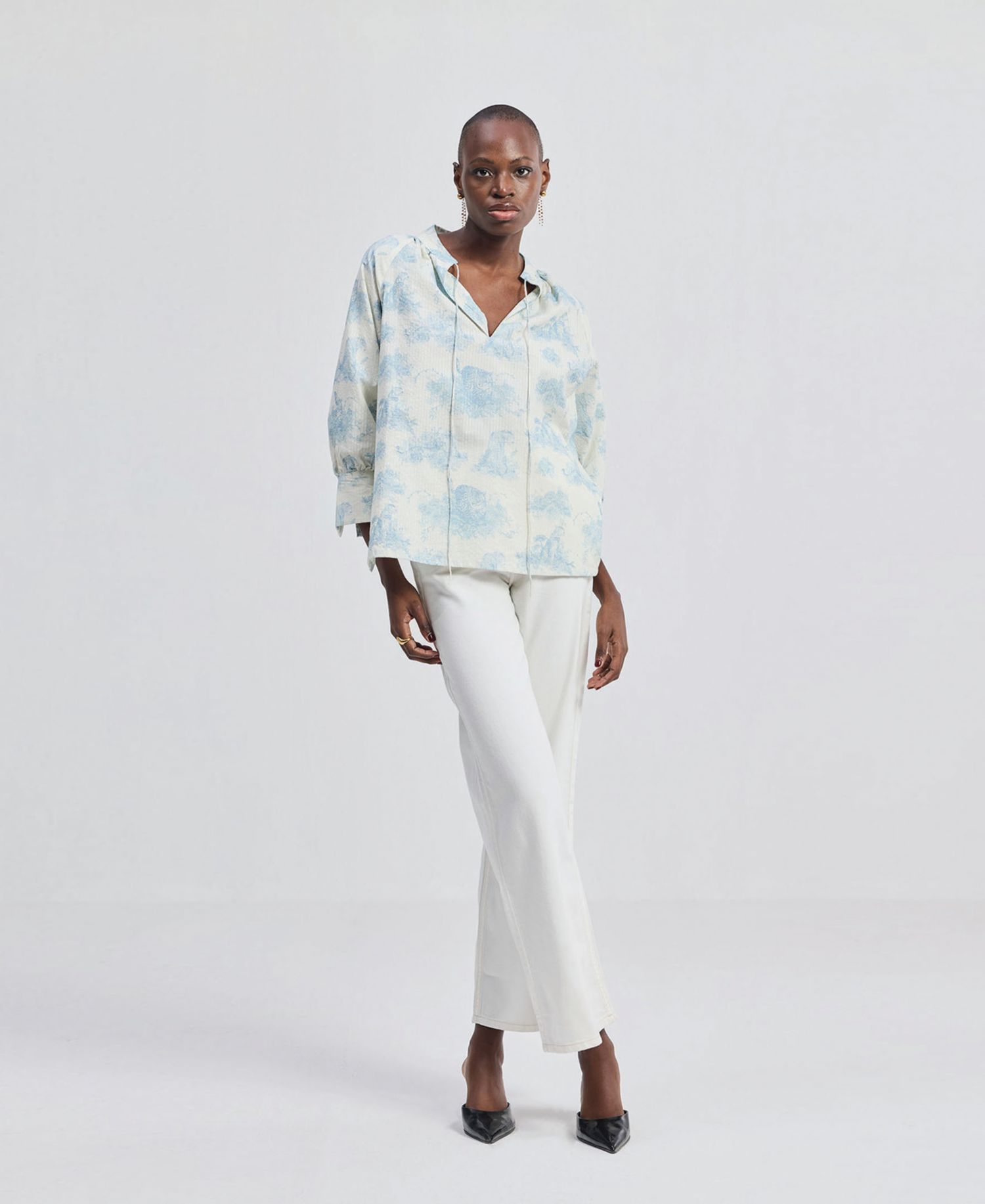 Women's Relaxed-fit Shirt with Drawstring in Animal Print
