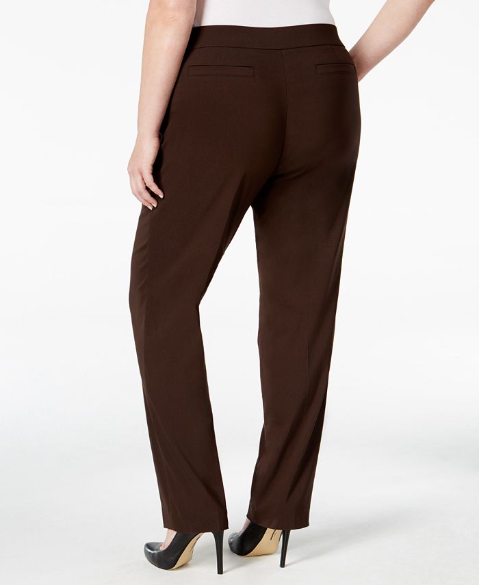 JM Collection Plus Size Tummy Control Pull-On Slim-Leg Pants, Created ...