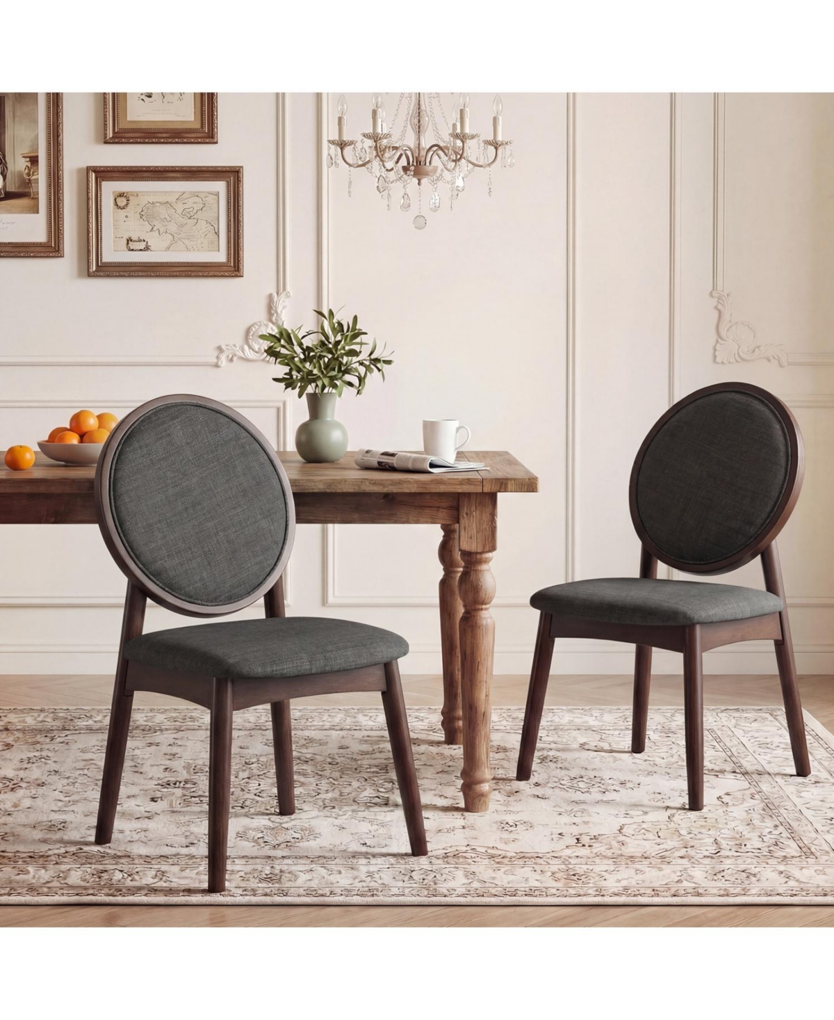 Slickblue Set of 2 Linen Fabric Side Chairs with Cushioned Seat