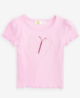 Toddler Girls' 12M-5T Butterfly Elevated Ribbed T-Shirt