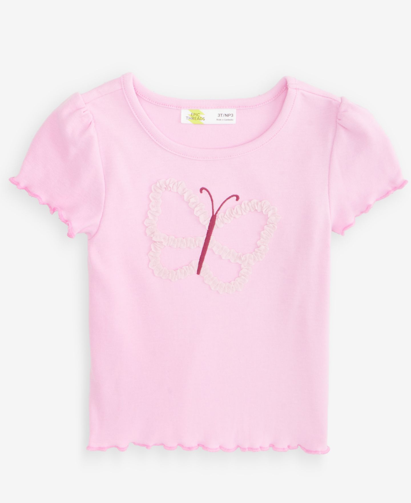 Футболка Epic Threads Butterfly Elevated Ribbed T-Shirt для девочек-малышей, цвет: Bonbon — фото 1