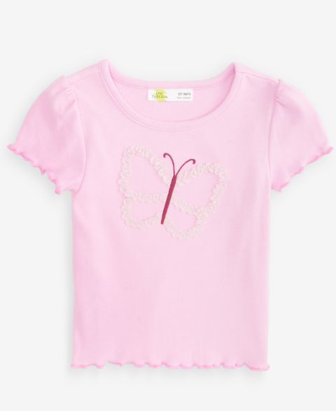 Футболка Epic Threads Butterfly Elevated Ribbed T-Shirt для девочек-малышей, цвет: Bonbon