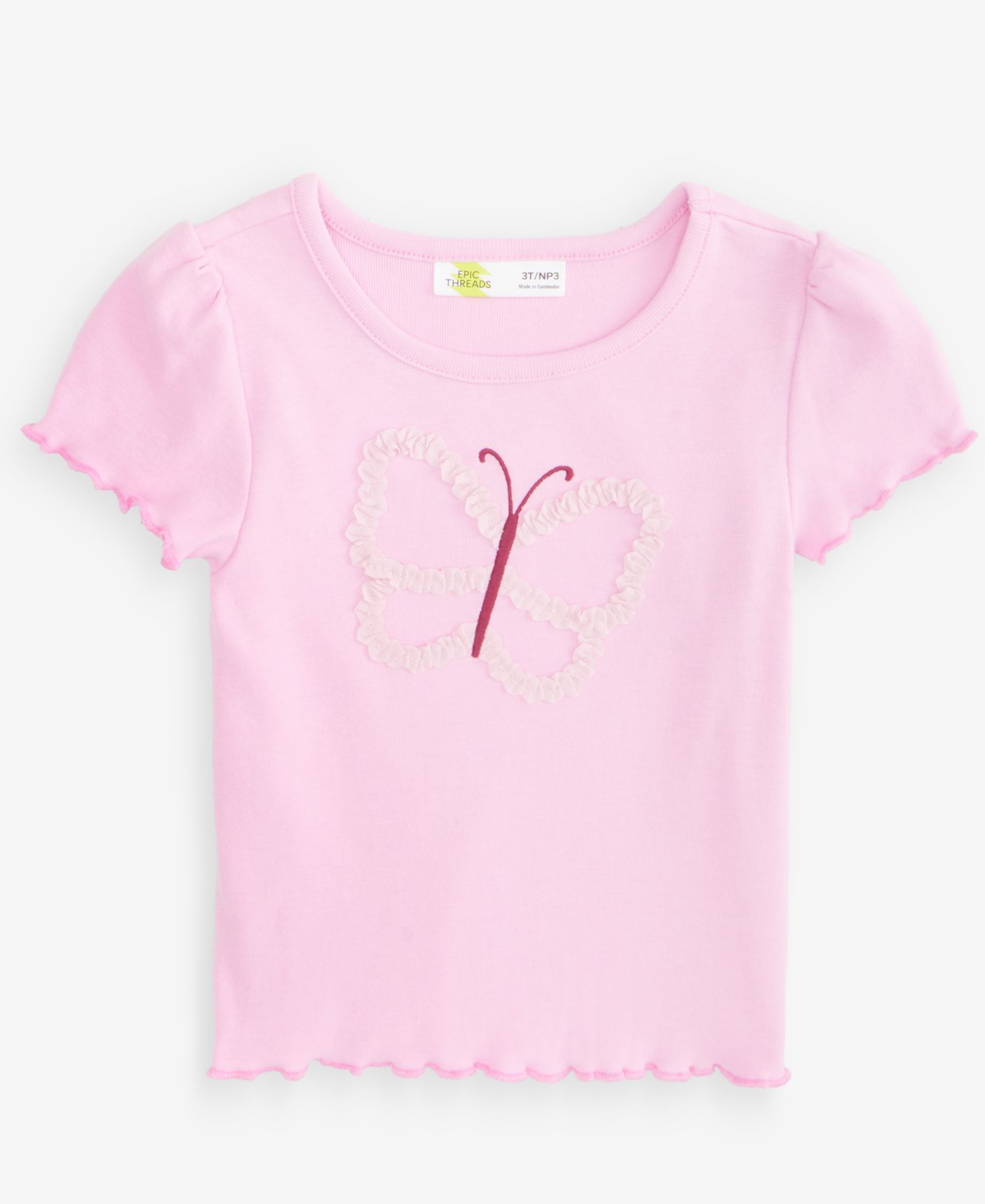 Toddler Girls' 12M-5T Butterfly Elevated Ribbed T-Shirt