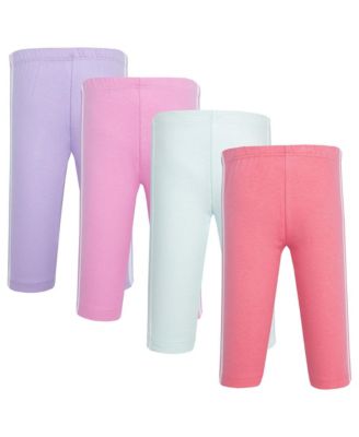 Toddler Girls Hudson Cotton 4 Pieces Pants and Leggings, Conch Shell Begonia.