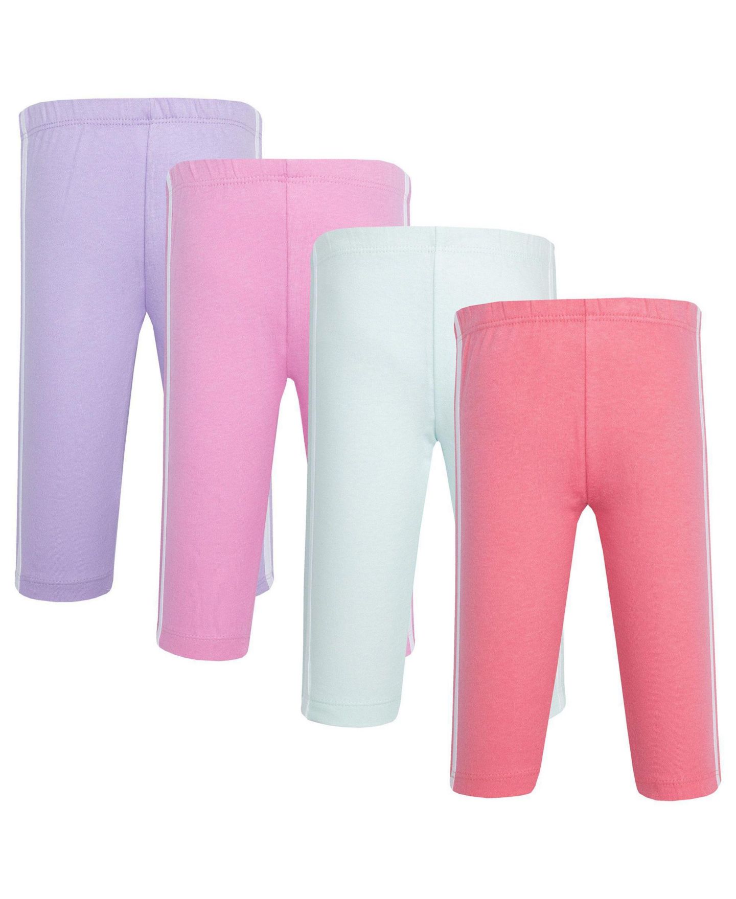 Комплекты Hudson Baby Cotton 4 Pieces Pants and Leggings, Conch Shell Begonia. для девочек-малышей, цвет: Ракушечный розовый — фото 1