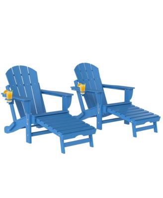 Adirondack Chair Set of 2, HDPE Fire Pit Chair with Cup Holder
