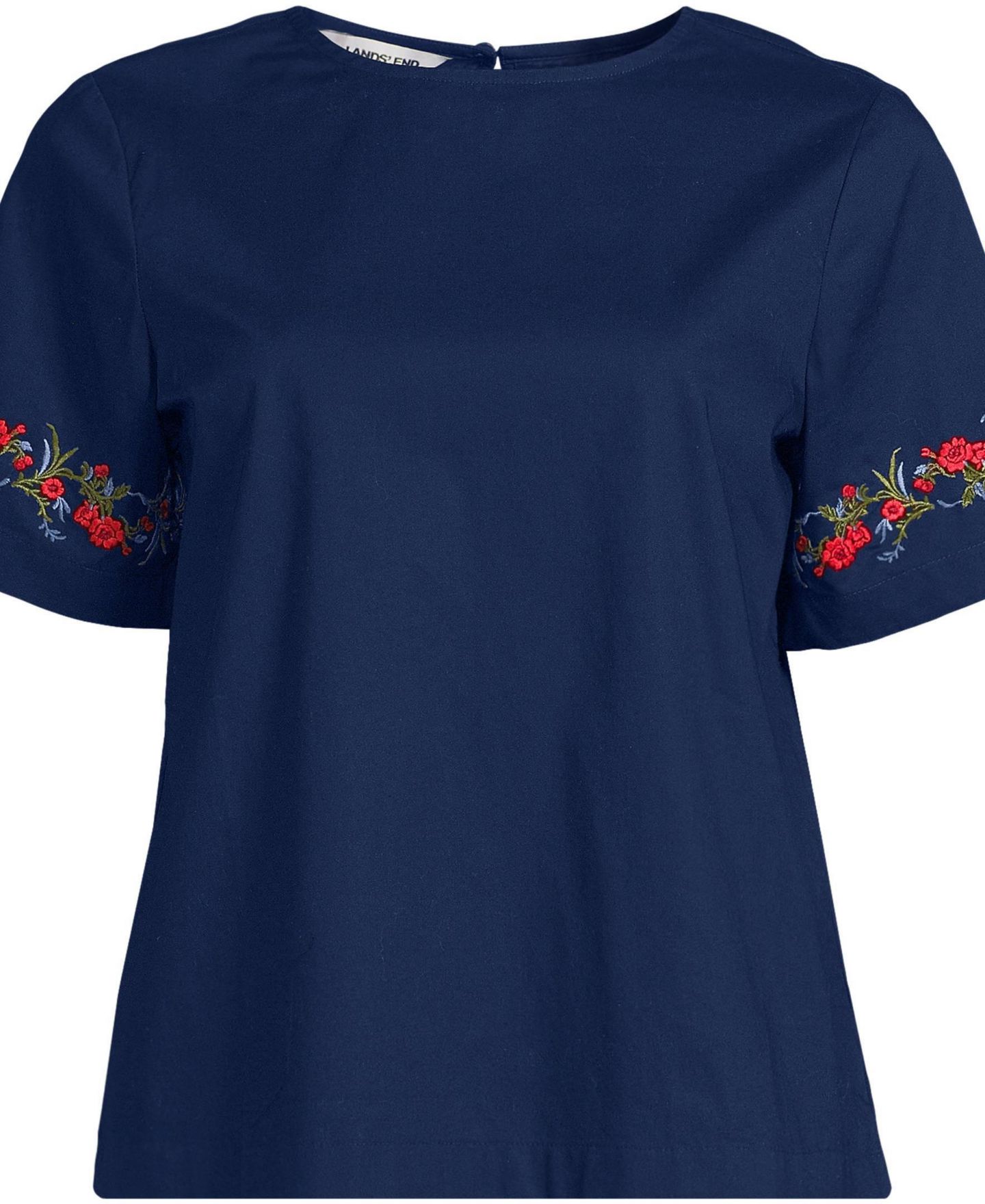 Женская рубашка Lands' End Poplin Eyelet T, цвет: Вишнёвый / Морской тёмно-синий — фото 3