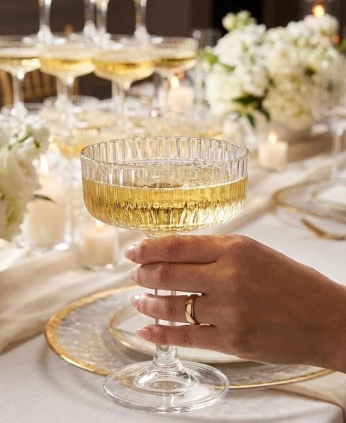 The Wine Savant Stackable Acrylic Wedding Coupe Glasses, Set of 20