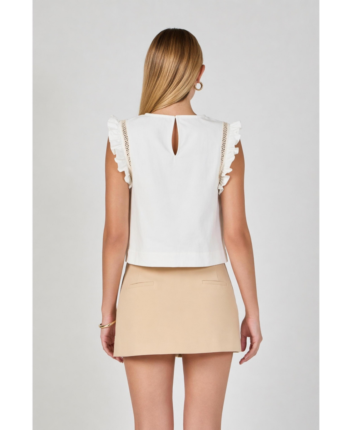 endless rose Women's Sleeveless Embroidered Shoulder Top