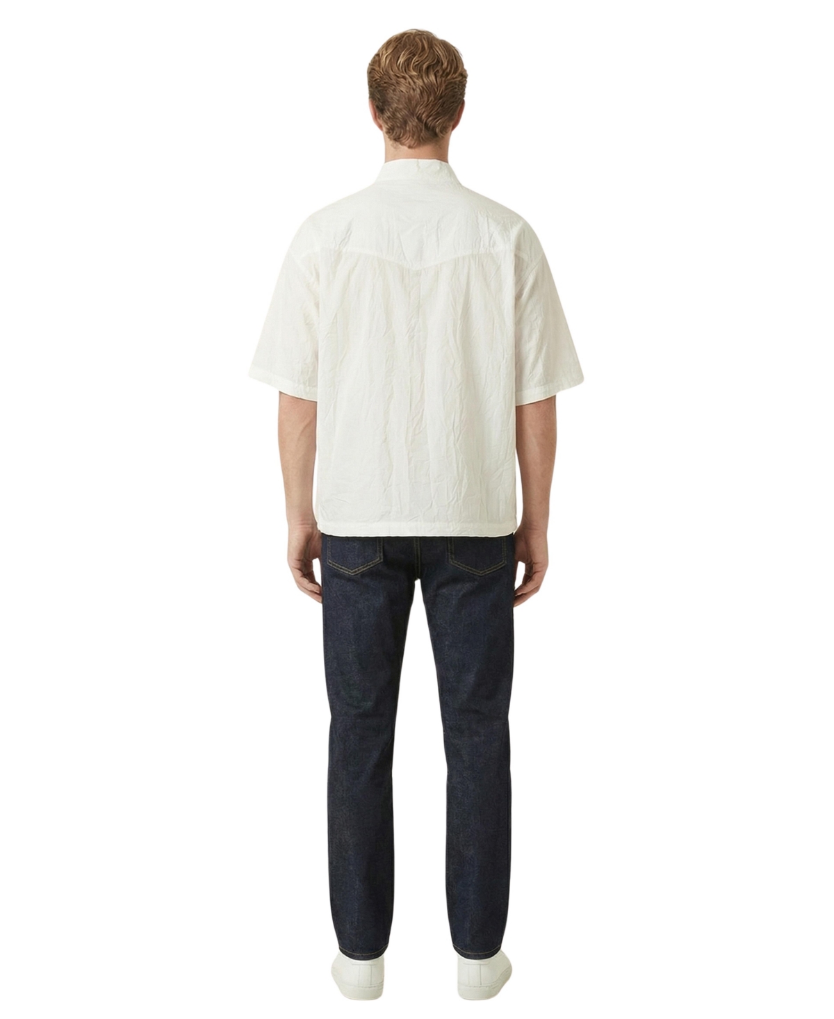 Modenaire Men's Short Sleeve Stand-Collar Dual-Pocket Shirt