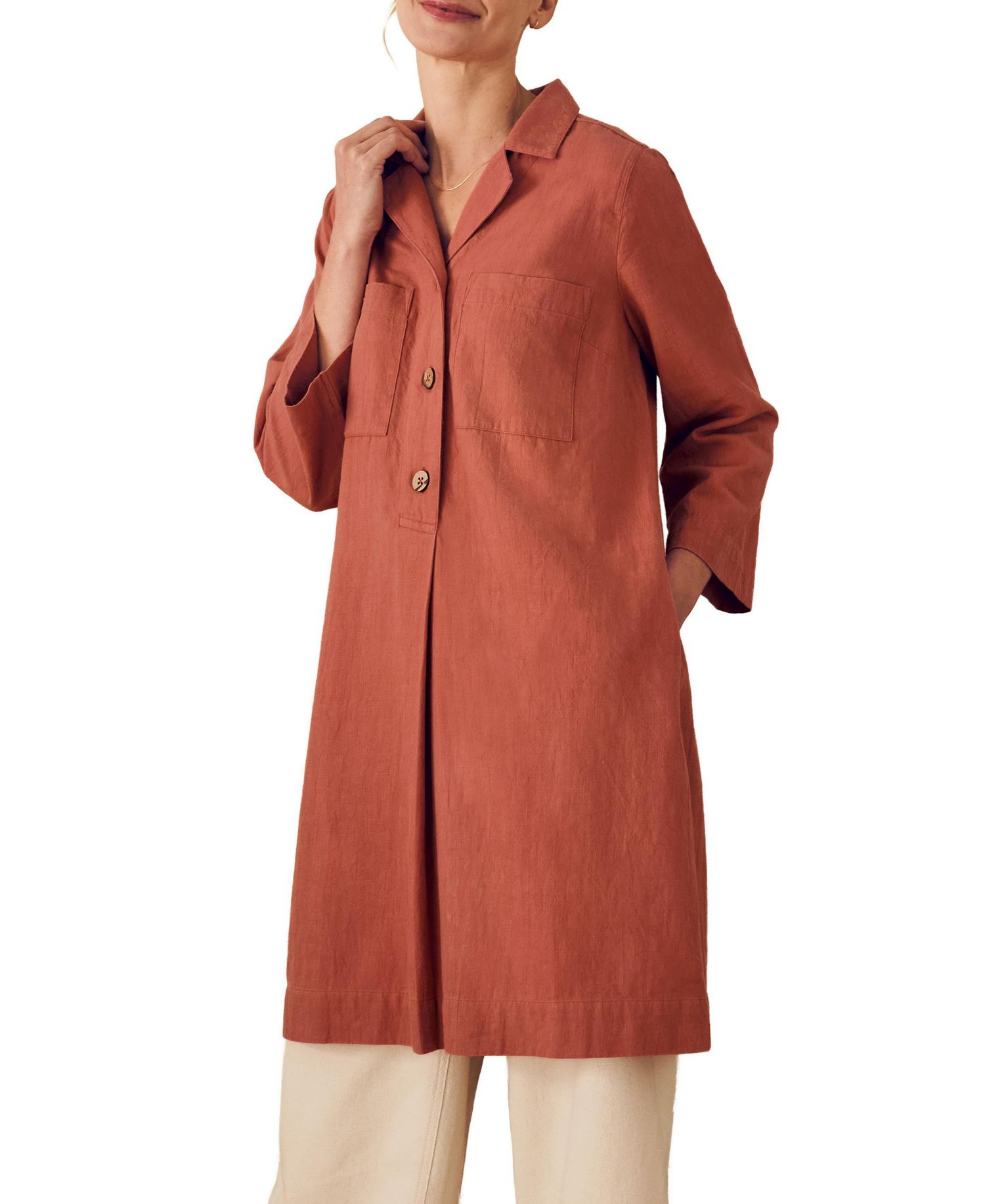 Women's Placket Detail Knee Length Dress