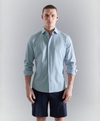 Men's Wrinkled-Effect Pinstripe Shirt