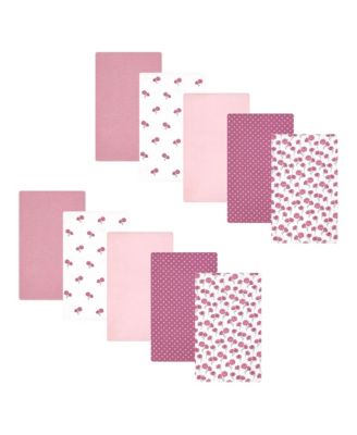Girl Cotton Poly Flannel Burp Cloths 10-Pack, Wild Rose Floral, One Size