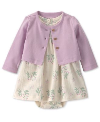 Baby Girls' Floral Dress and Cardigan, 2-Piece Set
