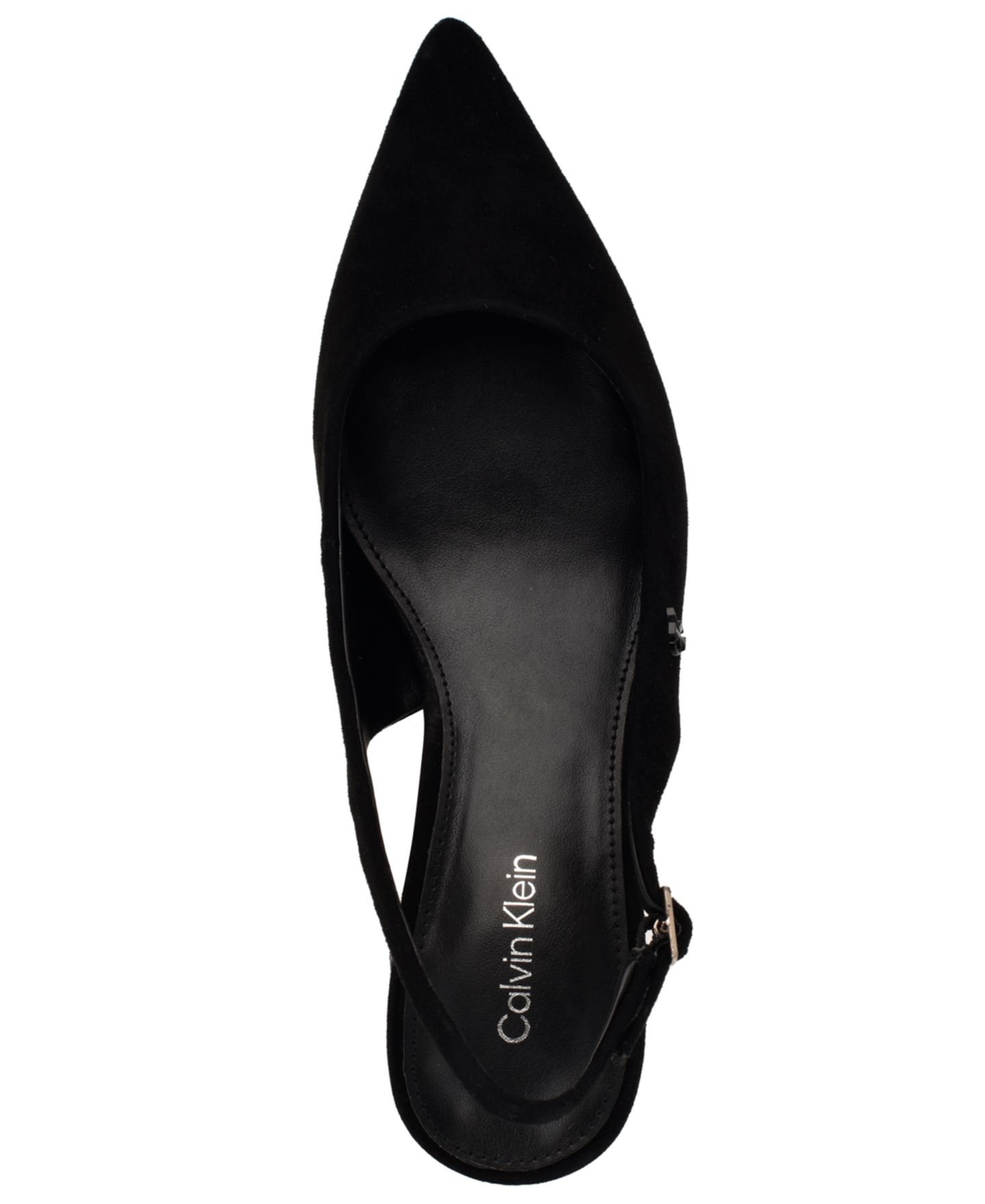 Женские туфли Calvin Klein Sarra Block Heel Slingback Pumps, цвет: Чёрный замшевый — фото 4