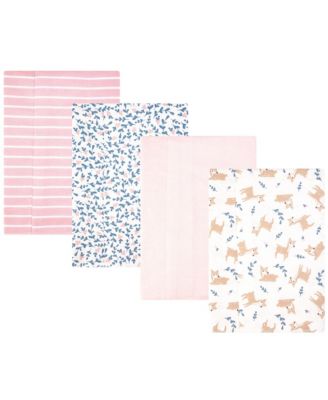 Girl Cotton Poly Flannel Burp Cloths 4-Pack, Loves Me Deerly, One Size