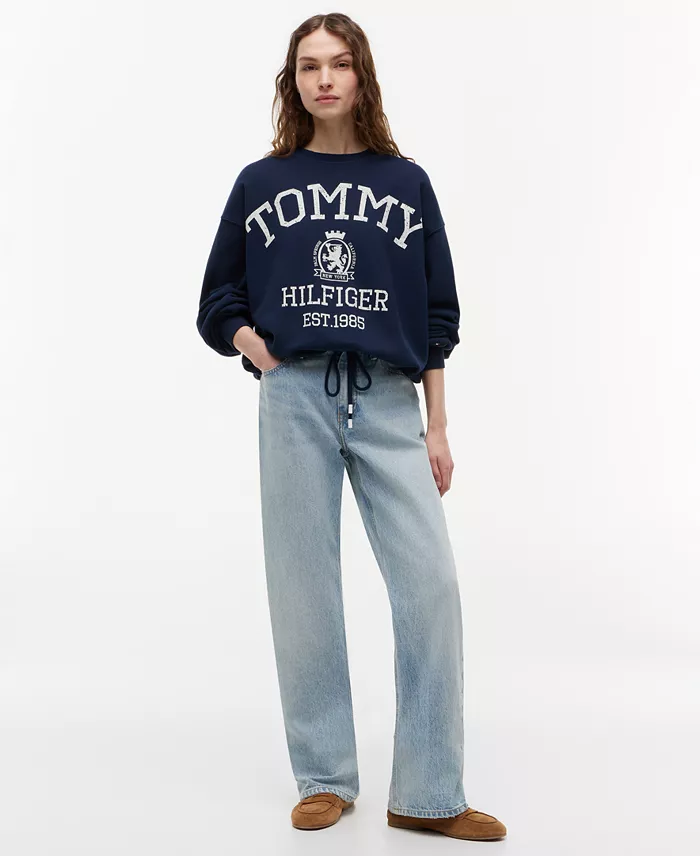 Women's Cotton-Blend Round Neck Sweatshirt - thumbnail 2