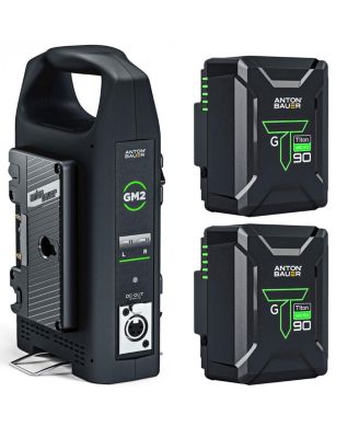 2x Titon Micro 90 14.4V 94Wh Gold Mount Lithium-Ion Battery, Bundle with GM2 Dual Charger