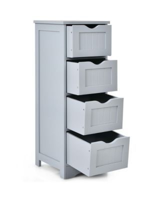 Bathroom Floor Cabinet Free Standing Storage Side Organizer W/4 Drawers