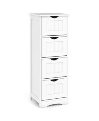 Bathroom Floor Cabinet Freestanding Narrow Side Storage Organizer w/ 4 Drawers
