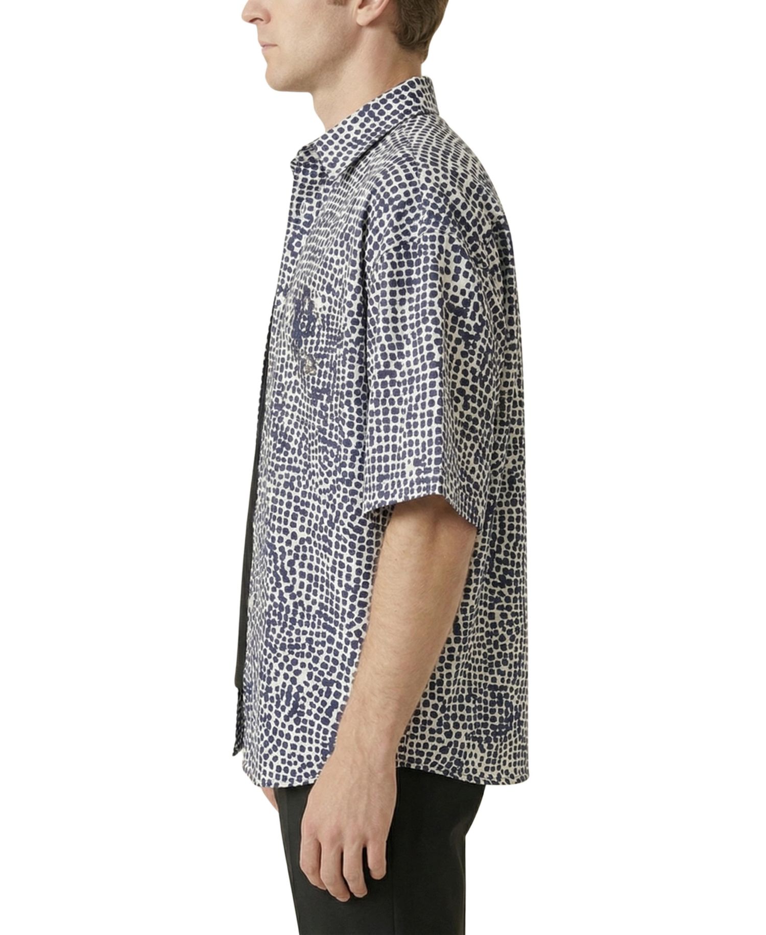 Men's Printed Button Front Short Sleeve Shirt