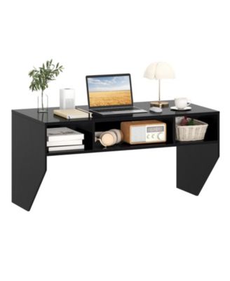 Floating Wall-Mounted Computer Desk with 3 Storage Compartments, Home Office Desk
