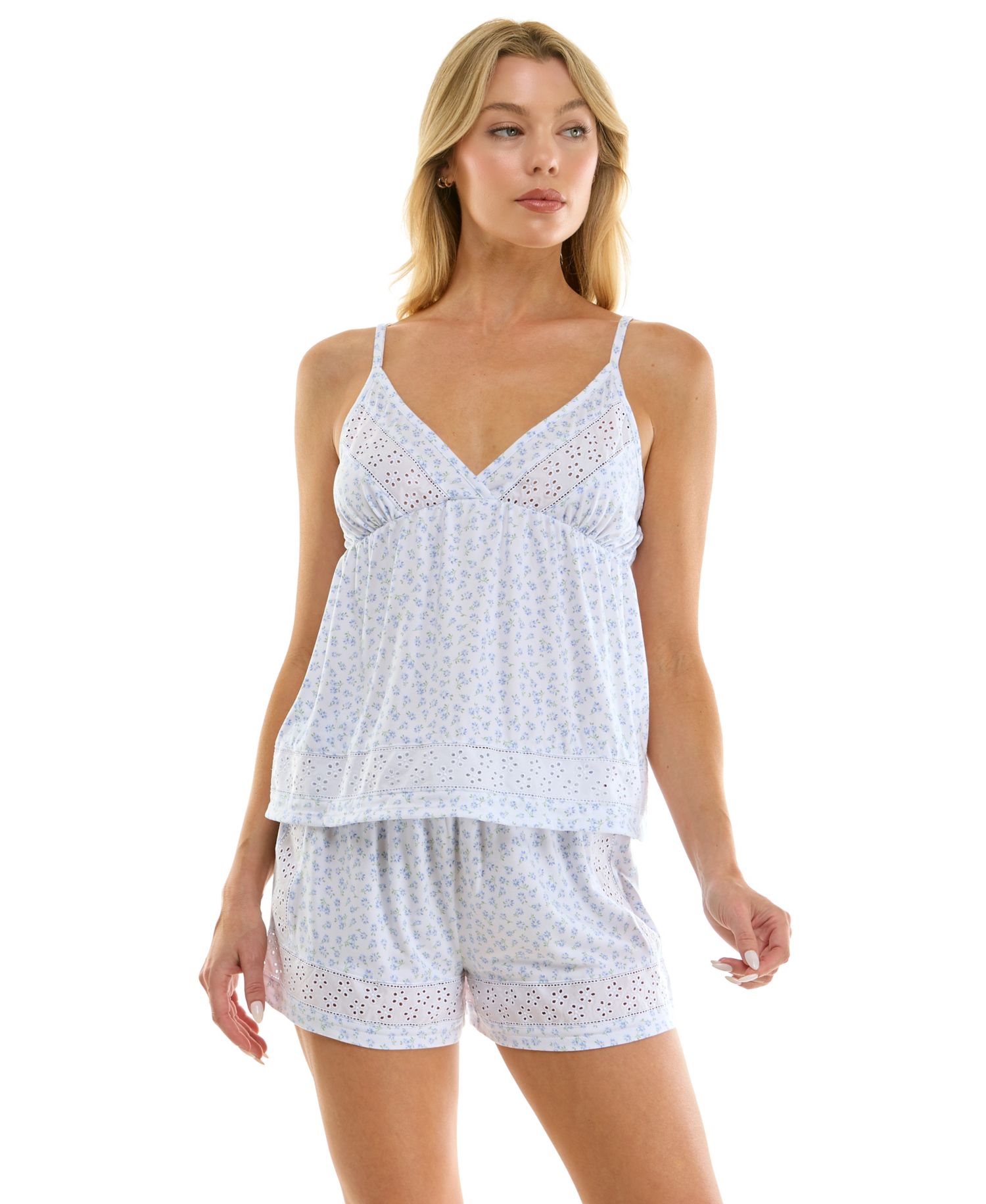 Women's V-Neck Cami Top and Shorts, 2-Piece Set