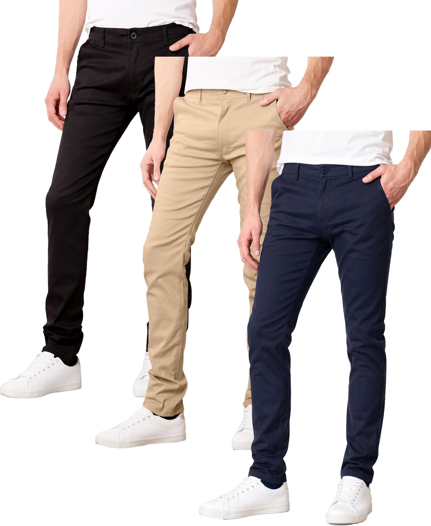 Men's Super Stretch Slim-Fit Chino Pants, 3-Pack