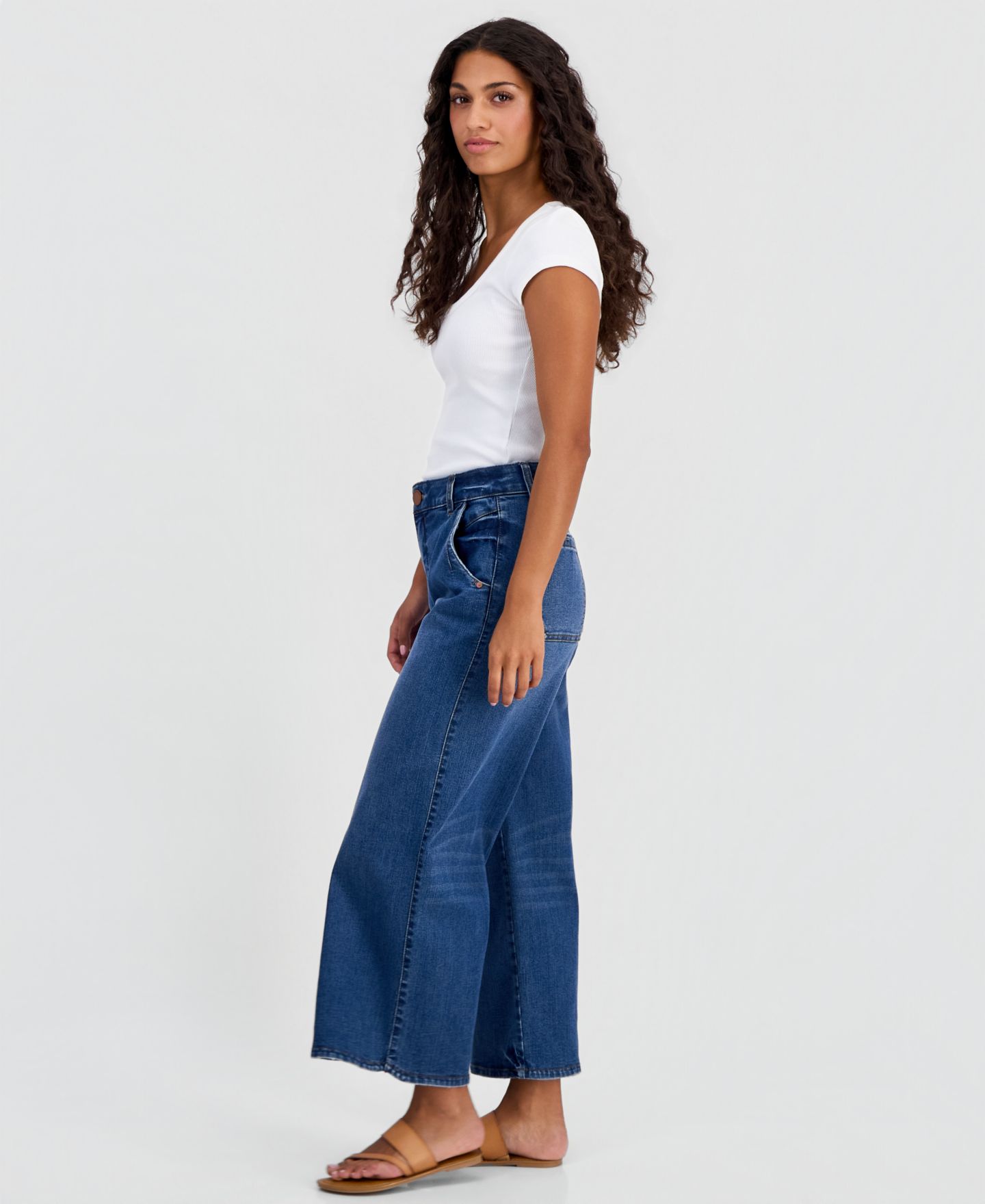 Женские джинсы Democracy Petite AbSolution Skyrise Crop Wide-Leg, цвет: Синий — фото 4