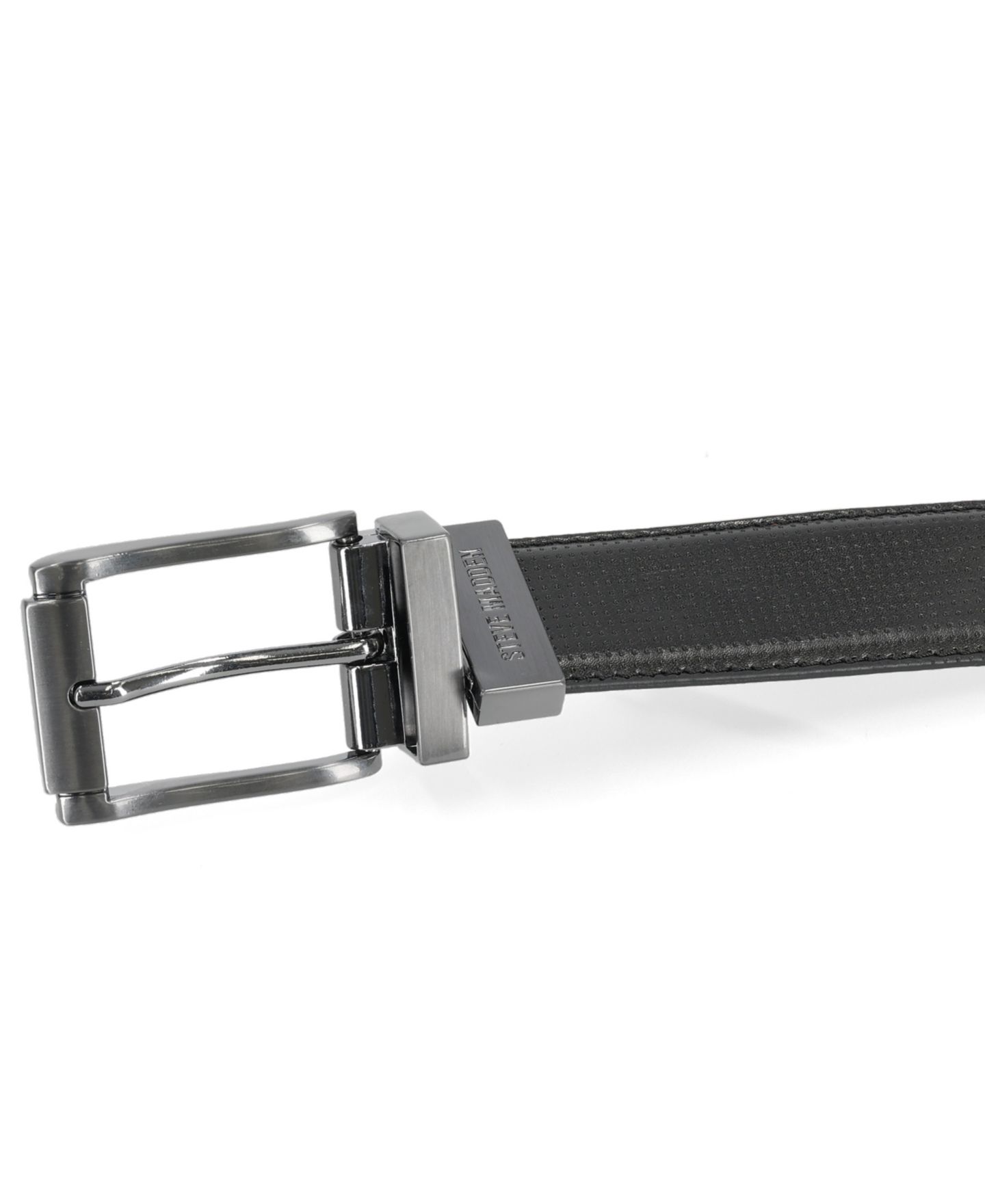 Мужской ремень Steve Madden Perforated Dress Belt, цвет: Чёрный / Коричневый — фото 3