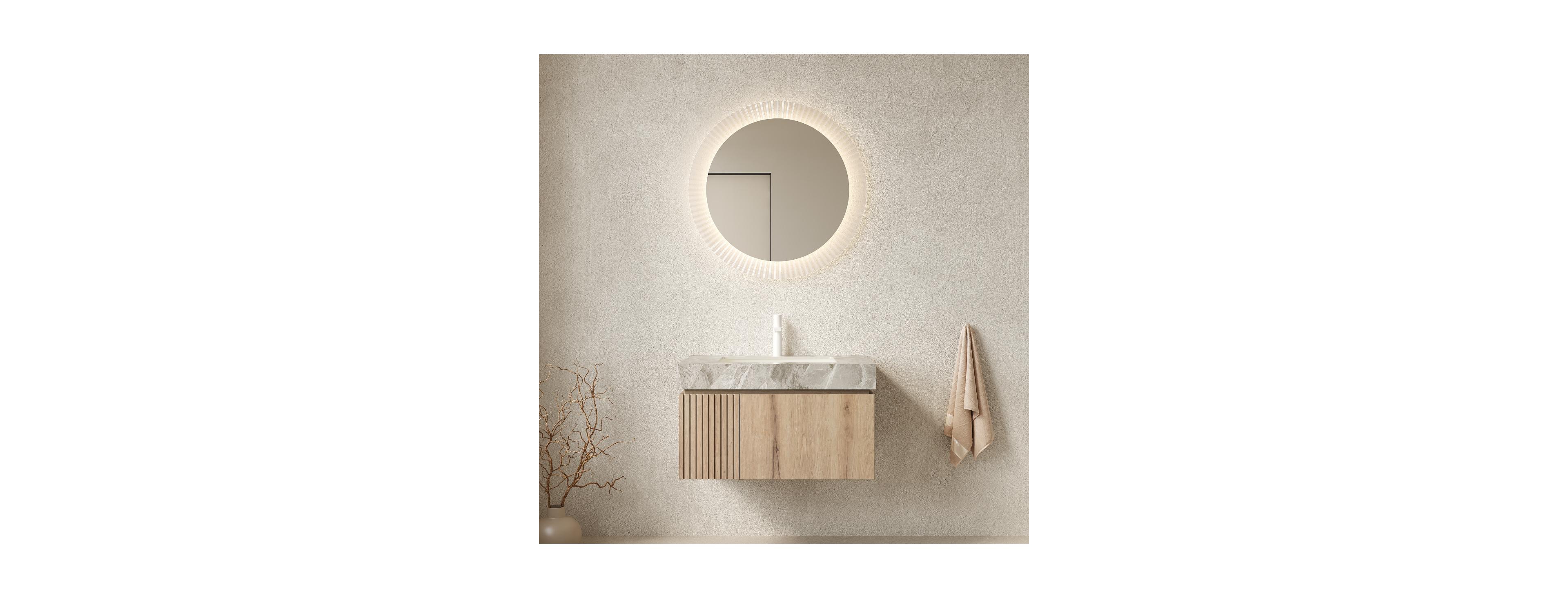 Sillysis 30 Inch Wall Mounted Bathroom Vanity with Italian Sintered Stone Top, Ceramic Sink, Soft Close Storage