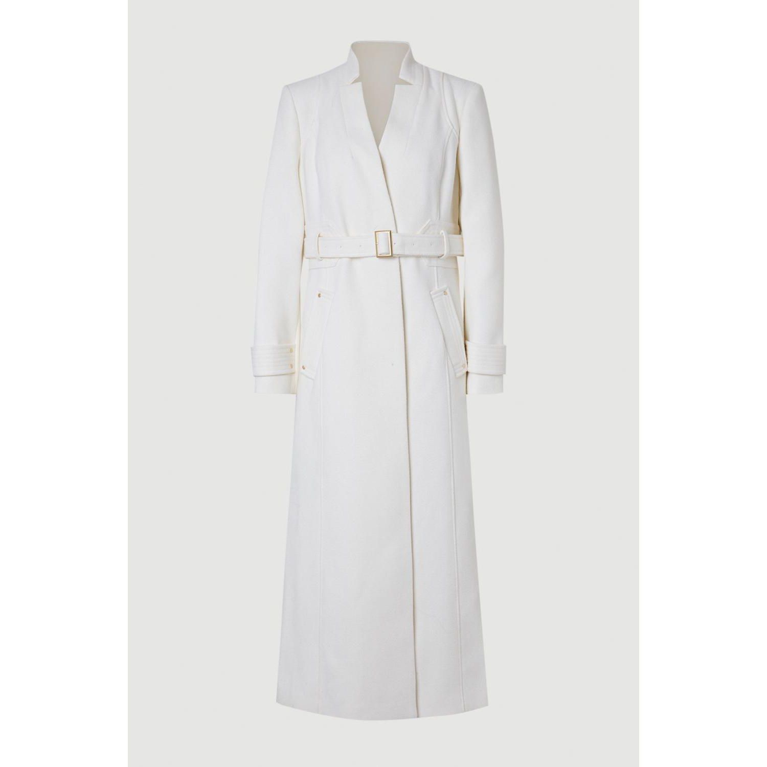 Women's Wool Notch Neck Belted Maxi Coat